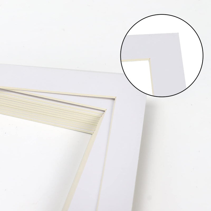 ZBEIVAN 11x14 White Picture Mats for 8.5x11 Pictures with Core Bevel Cut Frame Mattes - Pack of 12 - Image 4